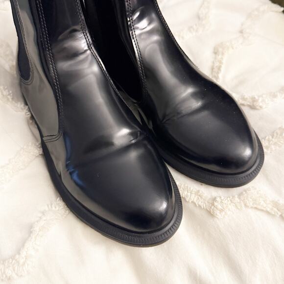 DR MARTENS | Flora Shine Shiny Chelsea Boots Pull-on Elastic Black | Size 10 - Picture 4 of 7